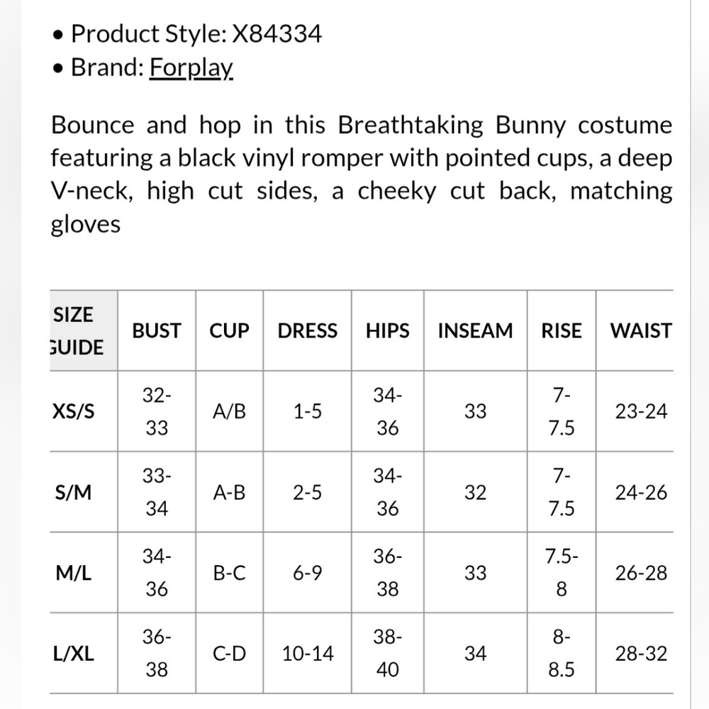Forplay Black Patent Bunny Costume Bodysuit - Picture 6 of 6